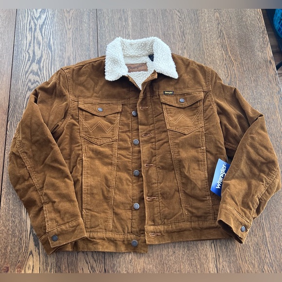MEN'S WRANGLER COWBOY CUT SHERPA LINED CORDUROY JACKET SMALL - Picture 2 of 4